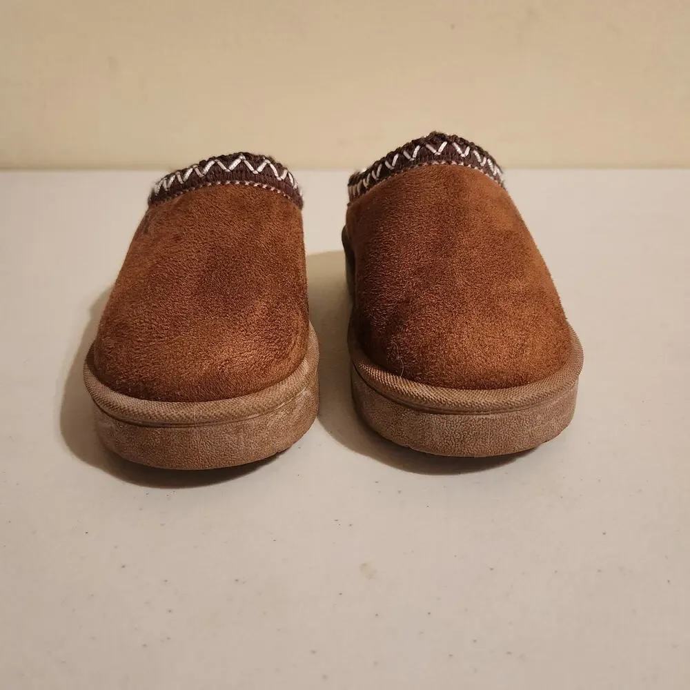 Hurley Baby Sz 7 Modi Slippers Brown Faux Suede Indoor Outdoor Shoes